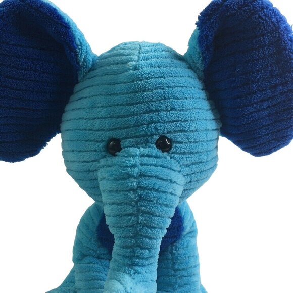 Chenille Elephant Plush Stuffed Animal 12" Blue Monochromatic Nursery Shower - Picture 1 of 10
